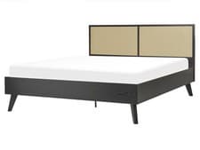Image of Rattan EU King Size Bed Black MONPAZIER