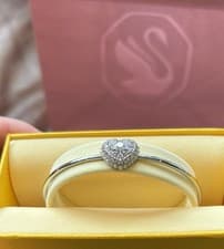 Image of Swarovski Hyperbola bangle Heart, White, Rhodium plated