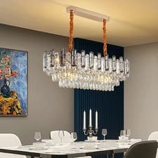 Image of 60cm Stunning Rectangular Crystal Chandelier Pendant Ceiling Light Lobby Lounge