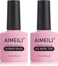 Image of AIMEILI 4 in 1 Rubber Base Gel & Top Coat Set for Nails, 2 X 10ML Soak off UV LE