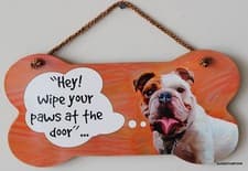 Image of Wipe Your Paws Wooden Sign Dogs Pets Animals Lover home decor BULLDOG