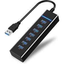 Image of 7 Port USB 3.0 Hub | Multiple USB Ports Expander for PC Laptop Mac | Black