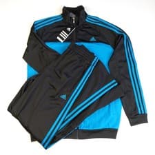 Image of Adidas Youth Climalite Tracksuit Full Zip Top & Pants XL/15-16Y/176 Black/Blue