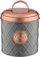 Image of Typhoon Henrik Stainless Steel Embossed Tea Coffee Sugar Canister Copper Lid Jar