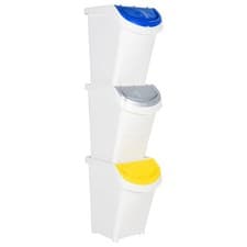 Image of Stackable Waste Bins Trash Garbage Can Rubbish Box with Lids 3pcs PP vidaXL