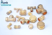 Image of Brass compression fittings straight, elbow, tee, stopend 6mm - 22mm (inc olives)