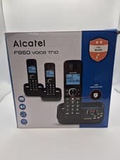 Image of ALCATEL F860 Voice TAM Cordless Phone - Triple Handsets, Black - DAMAGED BOX