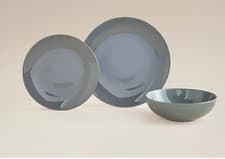Image of 12 Piece Grey Glaze Dinner Set Dinnerware Porcelain Plates Bowls