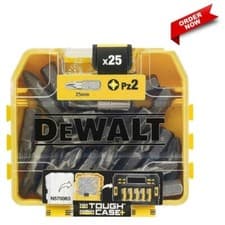 Image of Dewalt 25 X PZ2 Impact Torsion Screwdriver Bits FLEXTORQ Tough Carry Case Pozi*