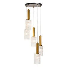 Image of Visconte Hugo Sculpted Glass Ceiling Pendant Lights - Matte Black, Satin Brass