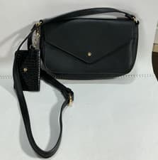 Image of Accessorize London Black Adjustable Strap Crossover or Shoulder Bag + Card Holde