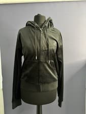 Image of Juicy Couture Velour Zip Hoodie Black Stud Logo Women’s Size L BNWT