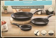 Image of KitchenCraft Non-Stick Frypan Set of 3, 12cm, 20cm & 28cm