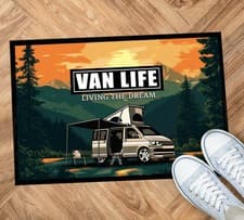 Image of Van Life Camper Motorhome Mat - Orange & Black Campervan door mat 60 x 40 cm VL0