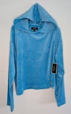 Image of Juicy Couture Black Label Velour Hoodie Baby Blue Y2K XL BNWT