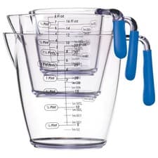 Image of Colourworks 3 Piece Acrylic Measuring Jug Set - Blue / Green / Red / Purple