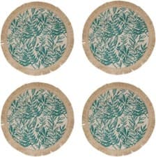 Image of Creative Tops Green Leaf Patterned Large 42cm Hessian Woven Placemats Set of 4