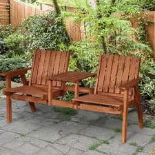 Image of 2-Seater Wooden Garden Bench Antique Loveseat for Yard, Lawn, Porch, Patio