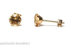 Image of 9ct Gold Citrine round stud Earrings Gift Boxed Made in UK