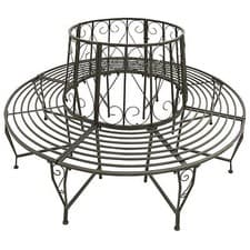 Image of full Round Garden Bench Tree Outdoor Steel Seat Patio 160 cm Grey itzcominghome