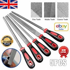 Image of 5pc 8 Inch Engineers Metal File Set–Round, Flat, Triangular, Half Round & Square
