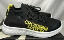 Image of Crosshatch Womens Knit Logo Moore Lace Up Trainers Black Yellow UK Size 4 /EU 37