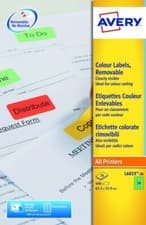 Image of AVERY REMOVABLE GREEN COLOURED LABELS 63.5mm x 33.9mm 24 labels per sheet