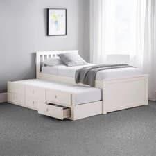 Image of Maisie Captains Off White Wooden Guest Bed Frame - 3ft Single