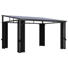 Image of WALPLUS Gazebo Curtain 405x294x244cm Anthracite Outdoor Patio Aluminium Cover