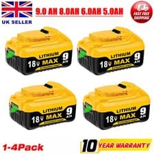 Image of 4X For DeWalt 18V Battery 8.0Ah 6.0Ah 9.0Ah XR slide Li-ion DCB184 DCB182 DCB183