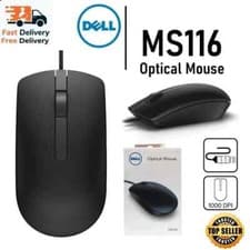 Image of Wired USB Dell Optical Mouse For Pc Laptop Computer Scroll Wheel Black Mice