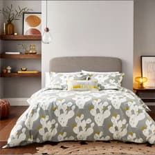 Image of Scion Living Double Grey & Natural Opuntia Duvet Cover Set rrp £120 NEW