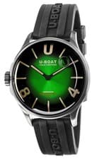 Image of U-Boat Darkmoon Stainless Steel Green Dial Black Rubber Strap Mens Watch 9502