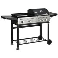 Image of Outsunny Gas Grill and Plancha with 12 kW 4+1 Burners for Garden Party