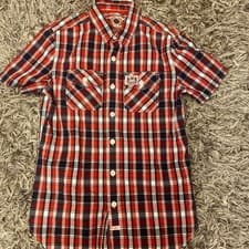 Image of SUPERDRY The Wash Basket Shirt Red Cotton Check Shirt Size S NWOT