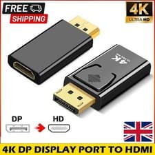 Image of Display Port to HDMI Adapter DP Male to HDMI Female Converter 4K 60Hz Plug Play
