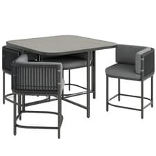 Image of Outsunny 4 Seater Rattan Dining Set with Cushions, Charcoal Grey