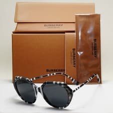 Image of Burberry Sunglasses Black White Grey Check Plaid Vanessa BE 4375 4004/87 55mm
