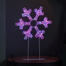 Image of 45cm Light up White Christmas Snowflake Metal Stand with Twinkling Rainbow LEDs