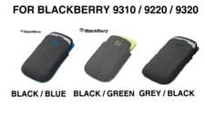 Image of BlackBerry Curve 9320 Black / Grey Black / Blue / Green Microfibre Pocket Pouch