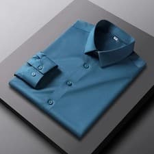 Image of Men's Long Sleeve Shirt Casual Fashion Business Work Non-Iron Wrinkle Resistant