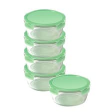 Image of LocknLock Ovenglass Round Containers Set of 5 Leakproof Storage Dishes - 950ml