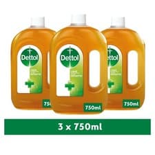 Image of Dettol Original Liquid Antiseptic Disinfectant 750ml x 3 Large Bottles
