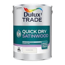 Image of DULUX TRADE QD SATINWOOD BRILLIANT WHITE 5L