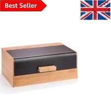 Image of Stylish Bamboo Bread Bin with Transparent Lid - Ideal for Freshness & Design