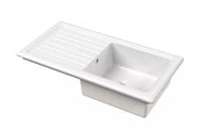 Image of 101cm Inset Counter Top Single Bowl Fireclay Ceramic Kitchen Sink - White