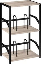 Image of Record Player Stand, 3-Tier Bedside Table with Record Storage, Side Table Hold