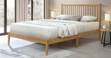 Image of Oak Finish Wood Bed Wooden Frame.3ft single,4ft Small, 4ft6 double,5ft King