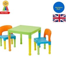 Image of Versatile Children's Plastic Table and Chairs for Play, Snack & Art Activities