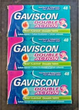 Image of Gaviscon Double Action | Mint Flavour Chewable Indigestion Heartburn| 48 Tablets